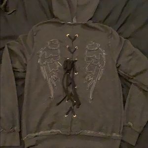 Angel wing corset back hoodie